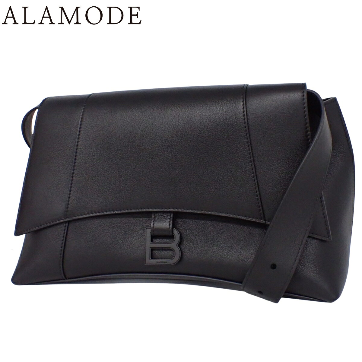 BALENCIAGA(バレンシアガ) ダウンタウン ミディアム ショルダーバッグ 肩掛け 斜め掛け レザー ブラック黒 ブラック金具 671354 レディース 40802187492【中古】【アラモード】