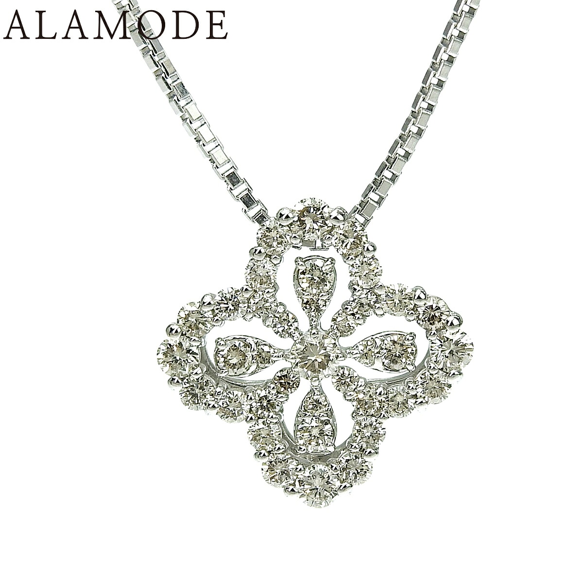 D1.00 ダイヤモンド ネックレス プラチナ Pt950 プラチナ Pt850 8.6g ネックレス アクセサリー ジュエリー 花 フラワー シルバー銀 レディース 40802170909【中古】【アラモード】|ALAMODE