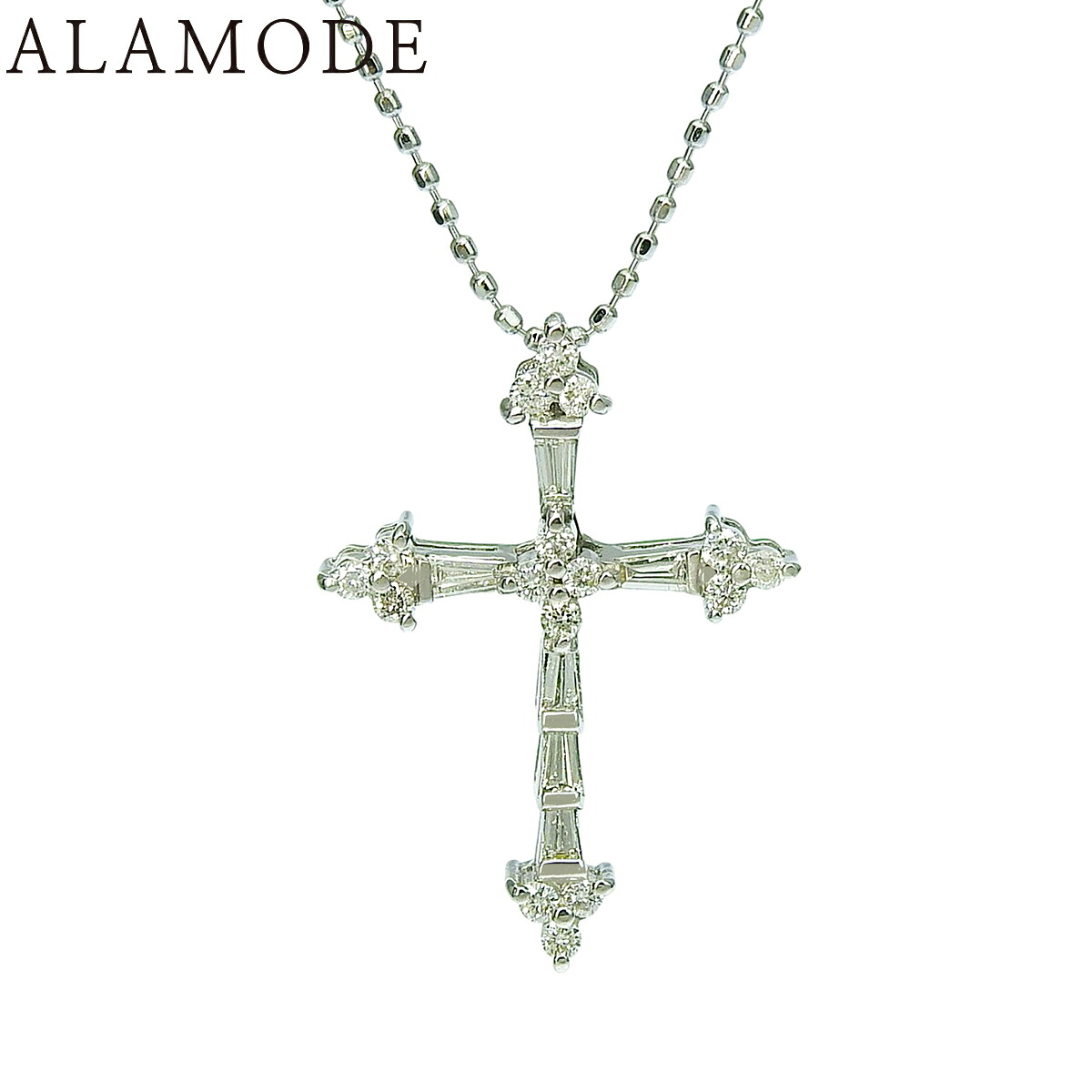 D0.30 ダイヤモンド クロスネックレス ホワイトゴールド K18WG 3.2g ネックレス アクセサリー ジュエリー ペンダント 十字架 シルバー銀 レディース 40802170913【中古】【アラモード】|ALAMODE