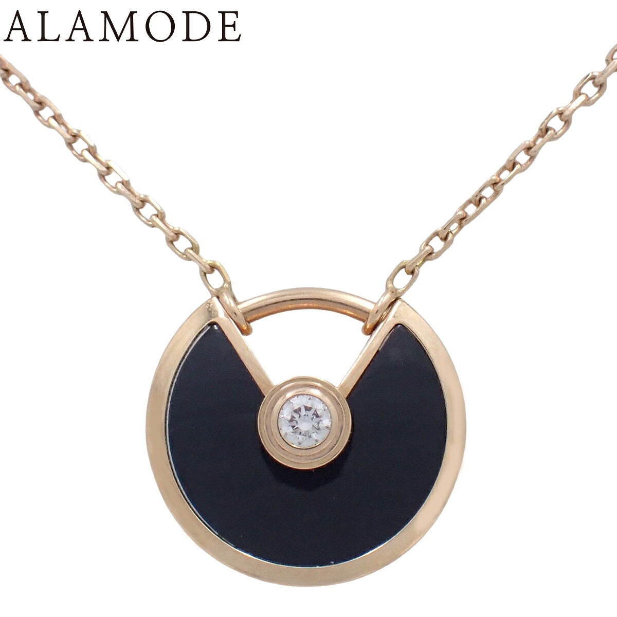 CARTIER(カルティエ) アミュレット ドゥ カルティエ ネックレス オニキス/ダイヤモンド ピンクゴールド K18PG 2.9g ネックレス アクセサリー ジュエリー 1PD ピンクゴールド ブラック黒 レディース 40802186419【中古】【アラモード】｜ALAMODE