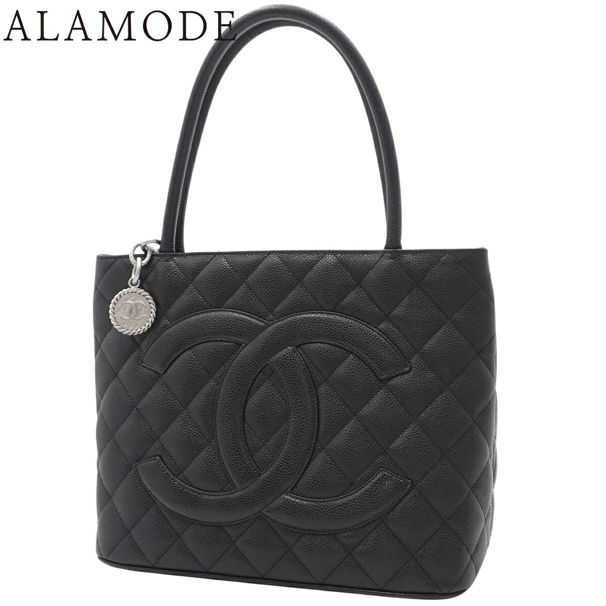 CHANEL(シャネル) マトラッセ ココマーク 復刻トートバッグ トートバッグ ハンドバッグ キャビアスキン ブラック黒 シルバー金具 A01804 レディース 40802190398【中古】【アラモード】