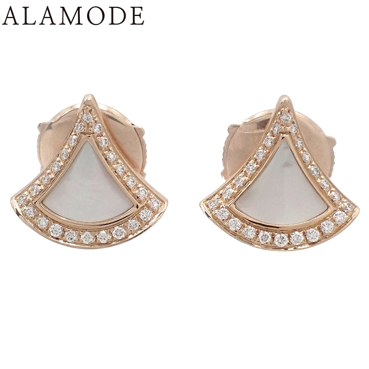 BVLGARI(ブルガリ) ディーヴァ ドリーム イヤリング マザーオブパール/ダイヤモンド 358899 ピンクゴールド K18PG 2.8g ピアス アクセサリー ジュエリー ホワイト白 レディース 41100106906【中古】【アラモード】