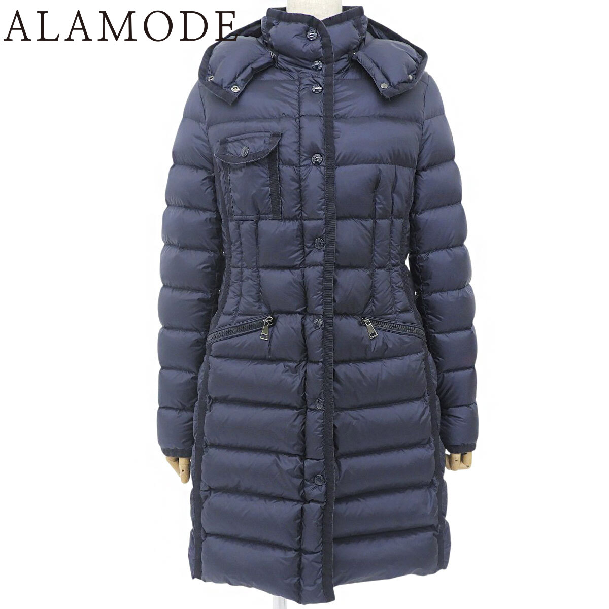 MONCLER(モンク線路) HERMINE ロングダウンジャケット 落ちこむ/毛皮上衣 2017年 お召しもの 流行り物 アウター 1 ナイロン 米国海軍紺 C20934930005 53048 レディース 40802189538【中古】【アラモード】