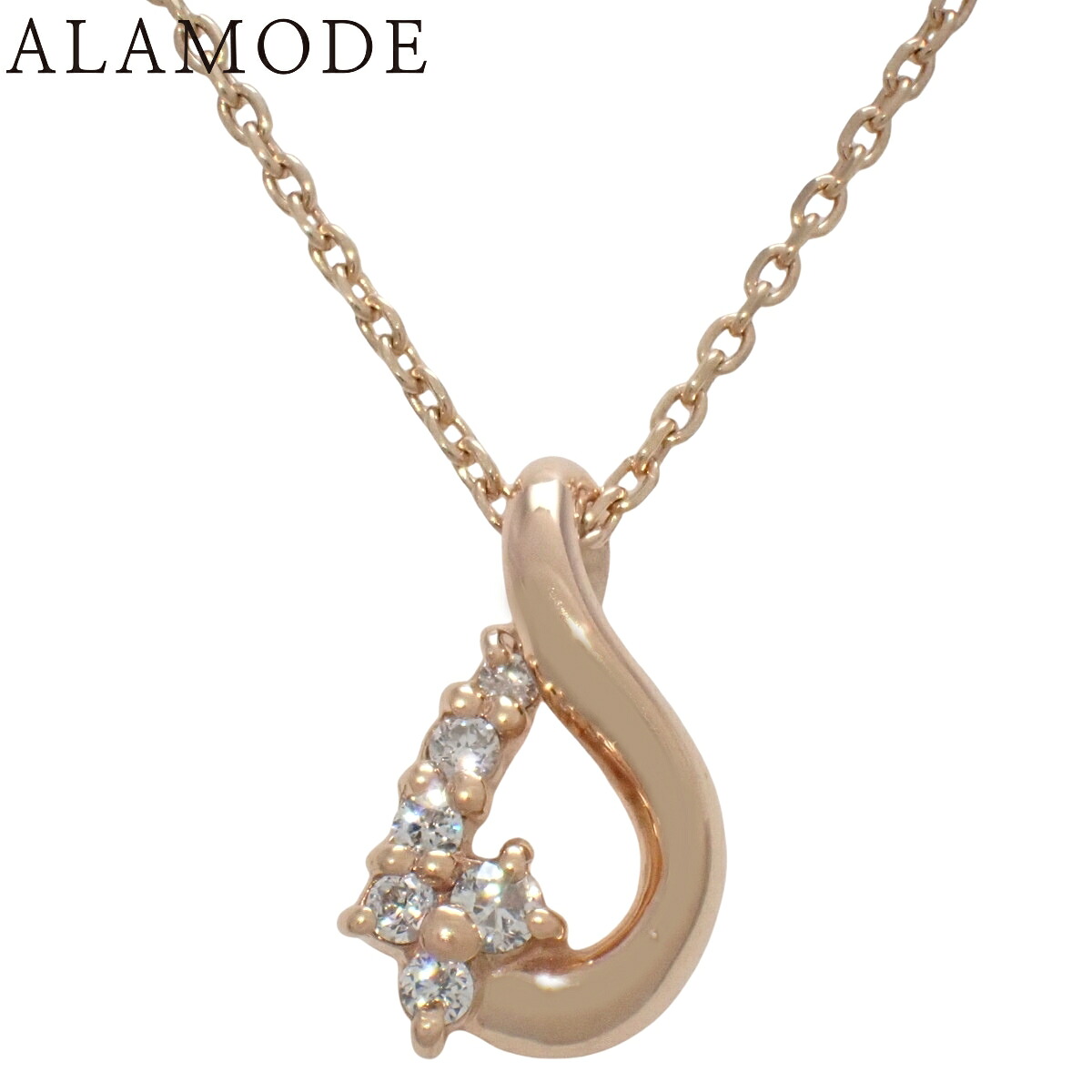 4℃(ヨンドシー) ティアドロップ ダイヤ ネックレス ダイヤモンド ピンクゴールド K10PG 1.3g ネックレス アクセサリー ジュエリー 6PD ピンクゴールド レディース 40802176434【中古】【アラモード】｜ALAMODE
