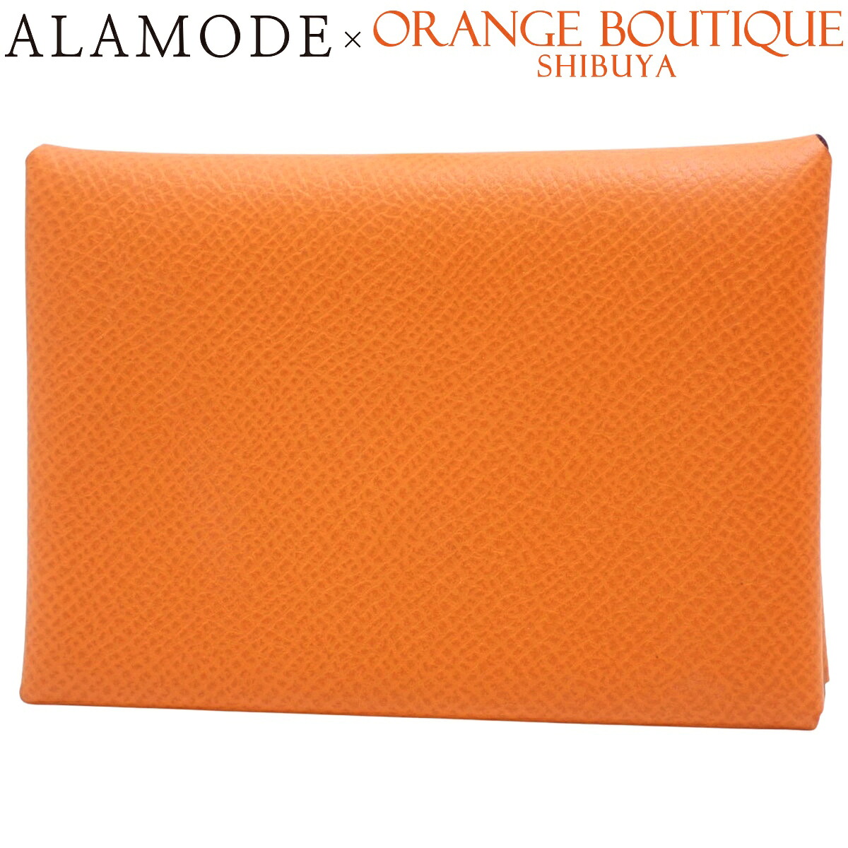 HERMES(エルメス) カルヴィデュオ オレンジ色 ヴォーエプソン パラジウム金具 しろがね色金具 U目じるし コインケース ミニ銭入れ コインケース 歌留多保持者 レディース 40802190139【中古】【アラモード】