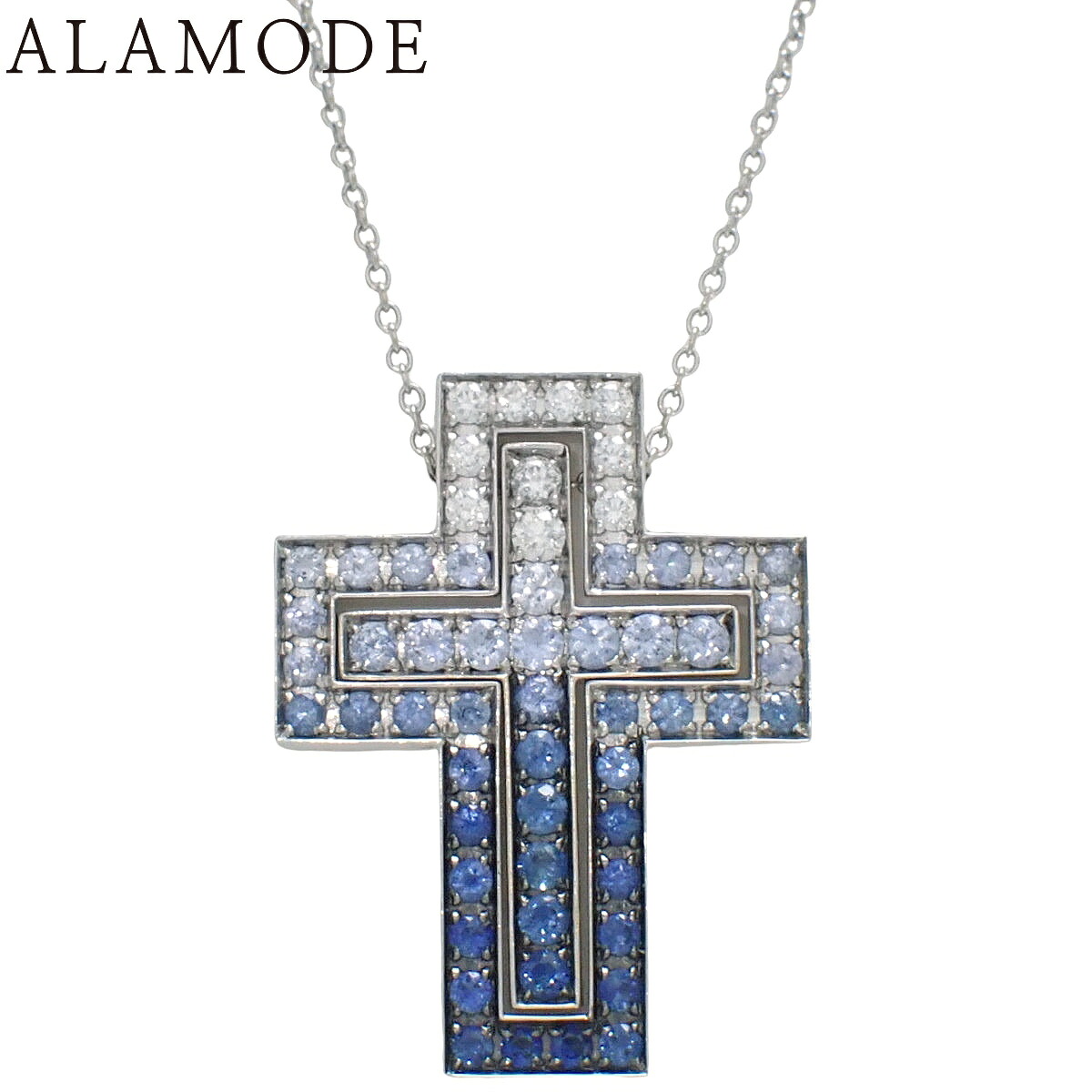 Damiani(ダミアーニ) 呼びりん 年代 アイスバーグレタス M 金剛石/サファイア 20088476 白いことゴールド K18WG 14.7g 頸飾り 付属物 宝飾品 差し交わす楽想 はりつけ台 しろがね色銀 青色青 メンズ 40802195494【中古】【アラモード】 メンズジュエリー・アクセサリー-ネックレス・ペンダント-ジュエリー・アクセサリー