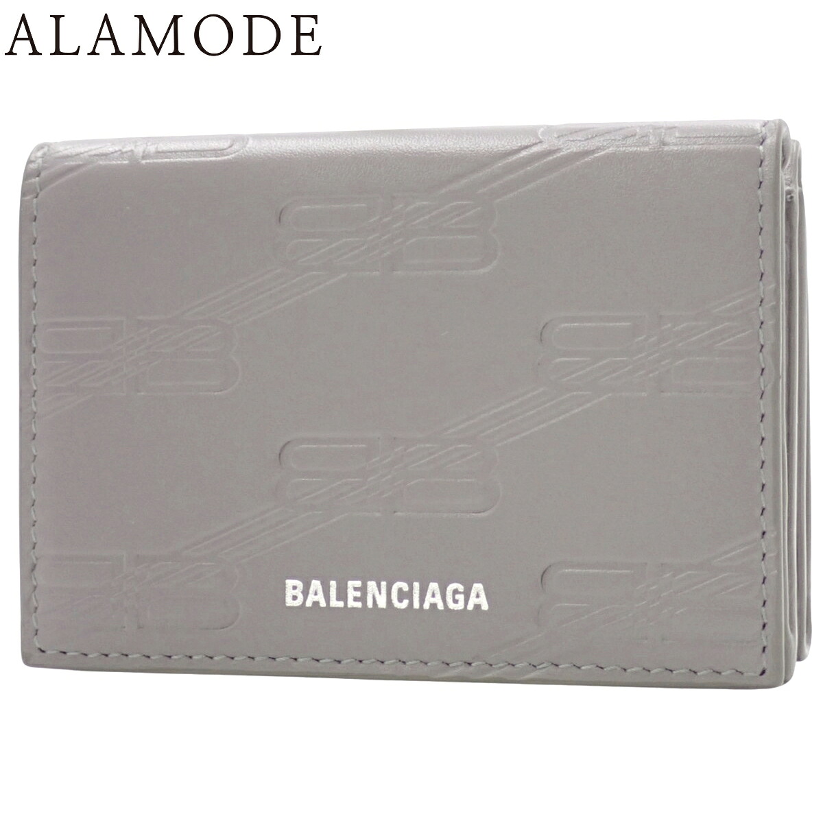 BALENCIAGA(バレンシアガ) BBモノグラム ウォレット コンパクトウォレット 三つ折り 3つ折り ミニウォレット 小物 なめし革 薄墨色 しろがね色金具 717790 レディース 40802189916【中古】【アラモード】