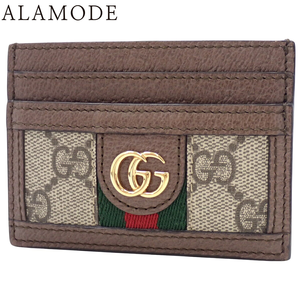 GUCCI(グッチ) オフィディア GG歌留多容れもの 通行手形容れもの 定期入れ シェリー酒伝達ルート 歌留多保持者 小物 GGスプリームキャンバス なめし革 赤銅色茶 ベージュ 緑であること 赤いこと ゴールド金具 523159 ユニ一発やる 40802189911【中古】【アラモード】