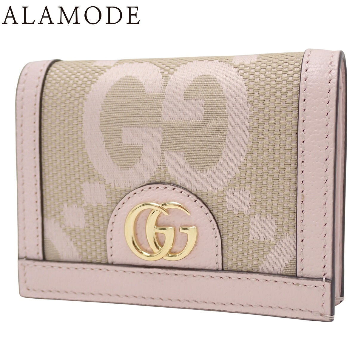 GUCCI(グッチ) オフィディア ジャンボGG 二つ折り紙入れ コンパクトウォレット 2つ折り 小物 GG帆布 サクラ色 ゴールド金具 523155 UKMBG 9550 レディース 40802190116【中古】【アラモード】