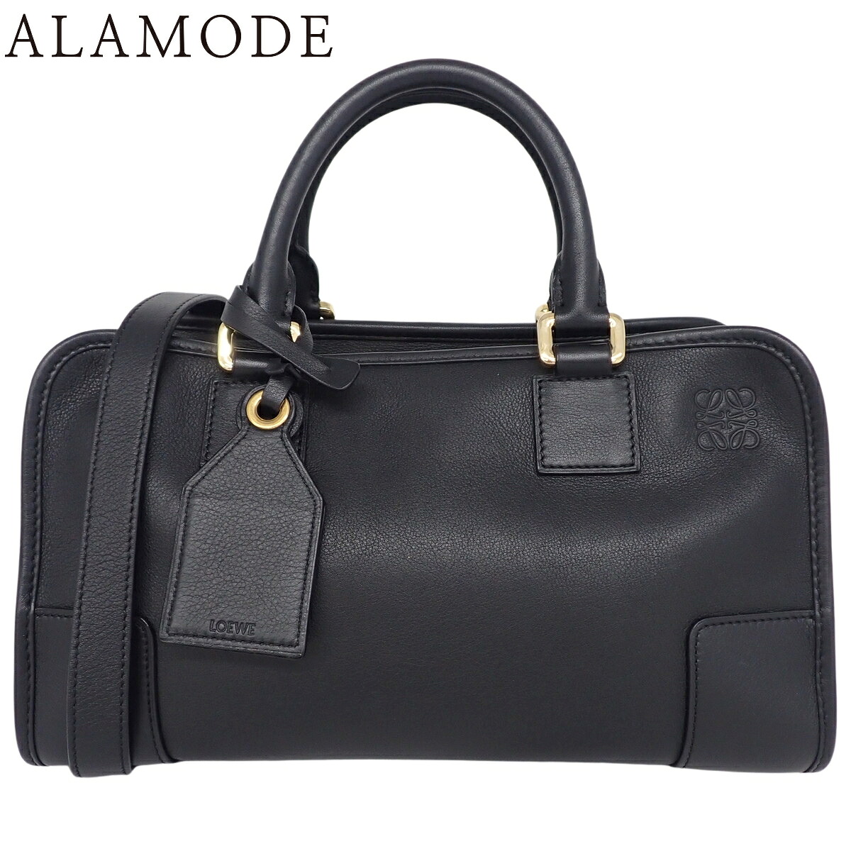 LOEWE(ロエベ) アマソナ28 ハンドバック ミニ豆の町 トート アナ瓦 クラシックカーフスキン 黒いこと黒 ゴールド金具 352.30.N03 レディース 40802193255【中古】【アラモード】