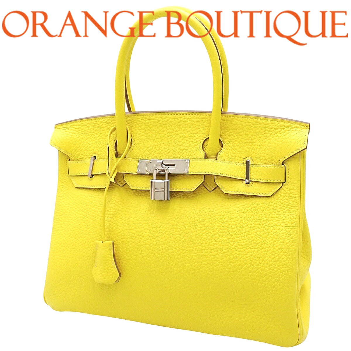 HERMES(エルメス) バーキン30 ライム イエロー黄 トリヨンクレマンス パラジウム金具 シルバー金具 Z刻印 ハンドバッグ トートバッグ レディース 40802194686【中古】【アラモード】｜ALAMODE