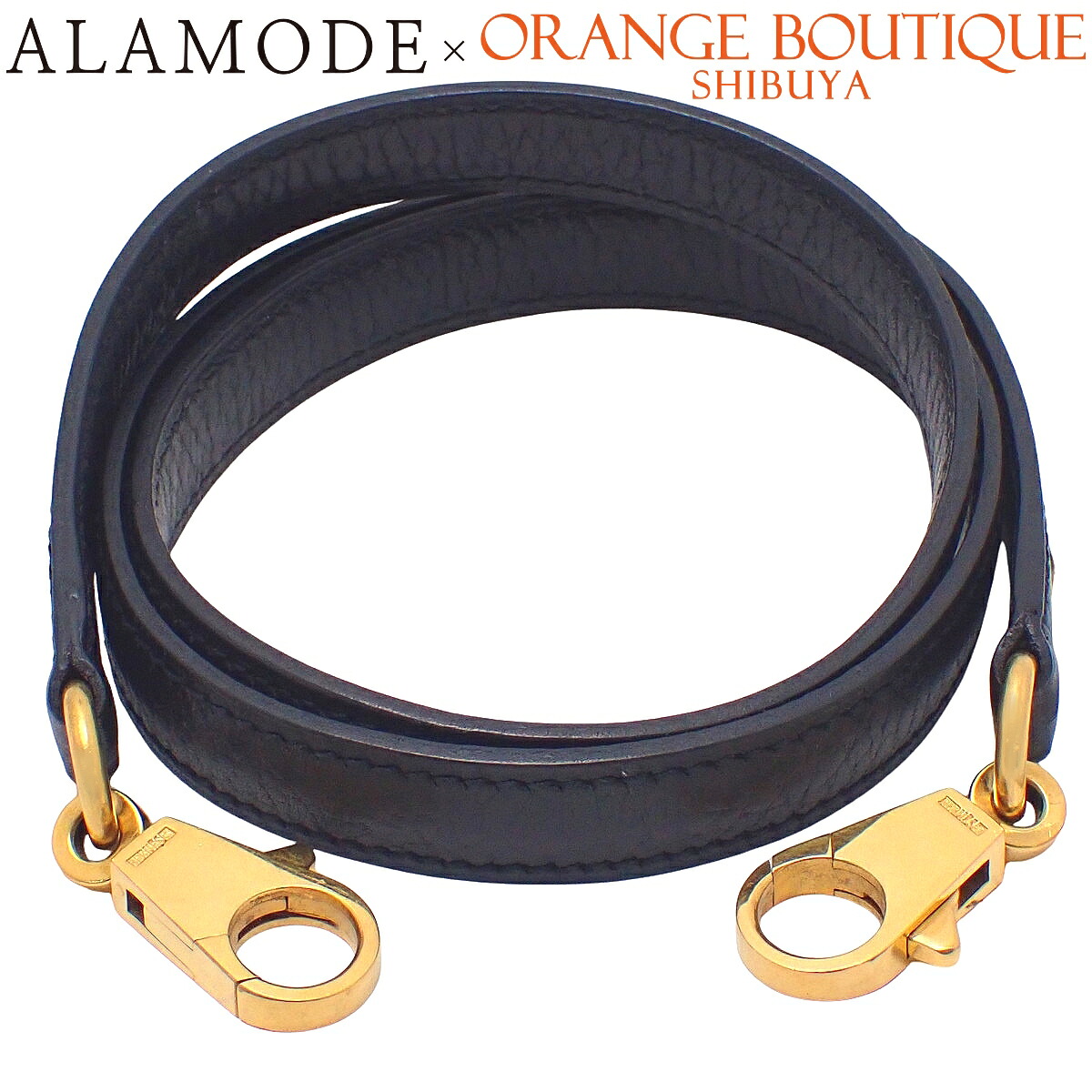 HERMES(エルメス) ストラップ 黒いこと黒 アルデンヌ ゴールド金具 小物 バッグストラップ 御徒面子小物 レディース 40802178629【中古】【アラモード】