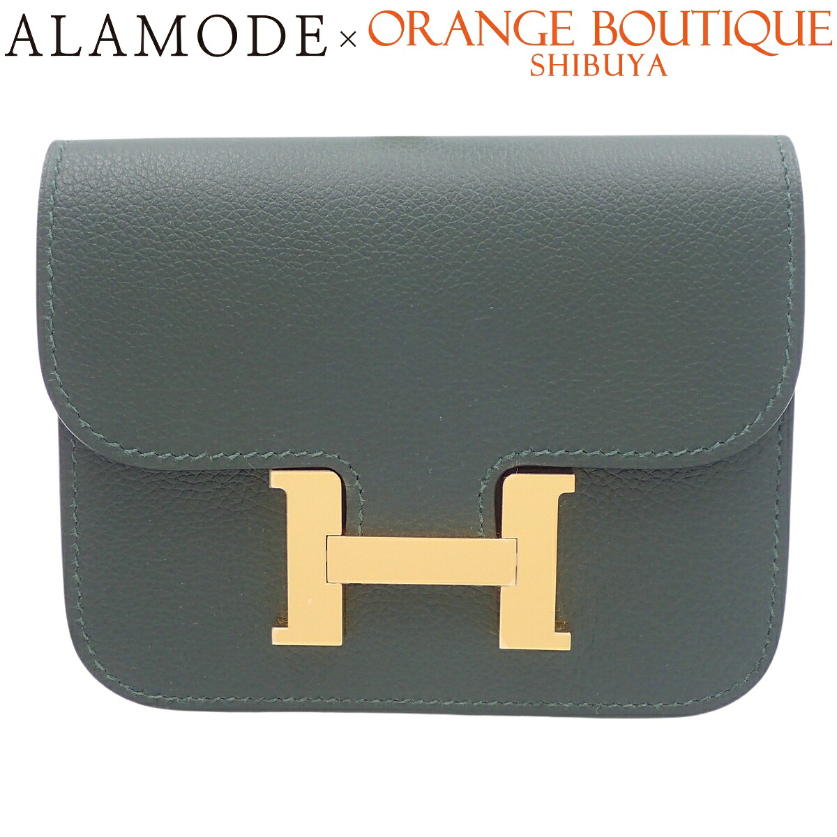 【未当て嵌める】HERMES(エルメス) コンスタンススリム ヴェールフォンセ ヴェールモワヤン うす暗い緑であること 緑であること緑 エバーカラー ゴールド金具 W目じるし コンパクトウォレット 二つ折り 2つ折り 札入れ コインケース レディース 40802192584【アラモード】