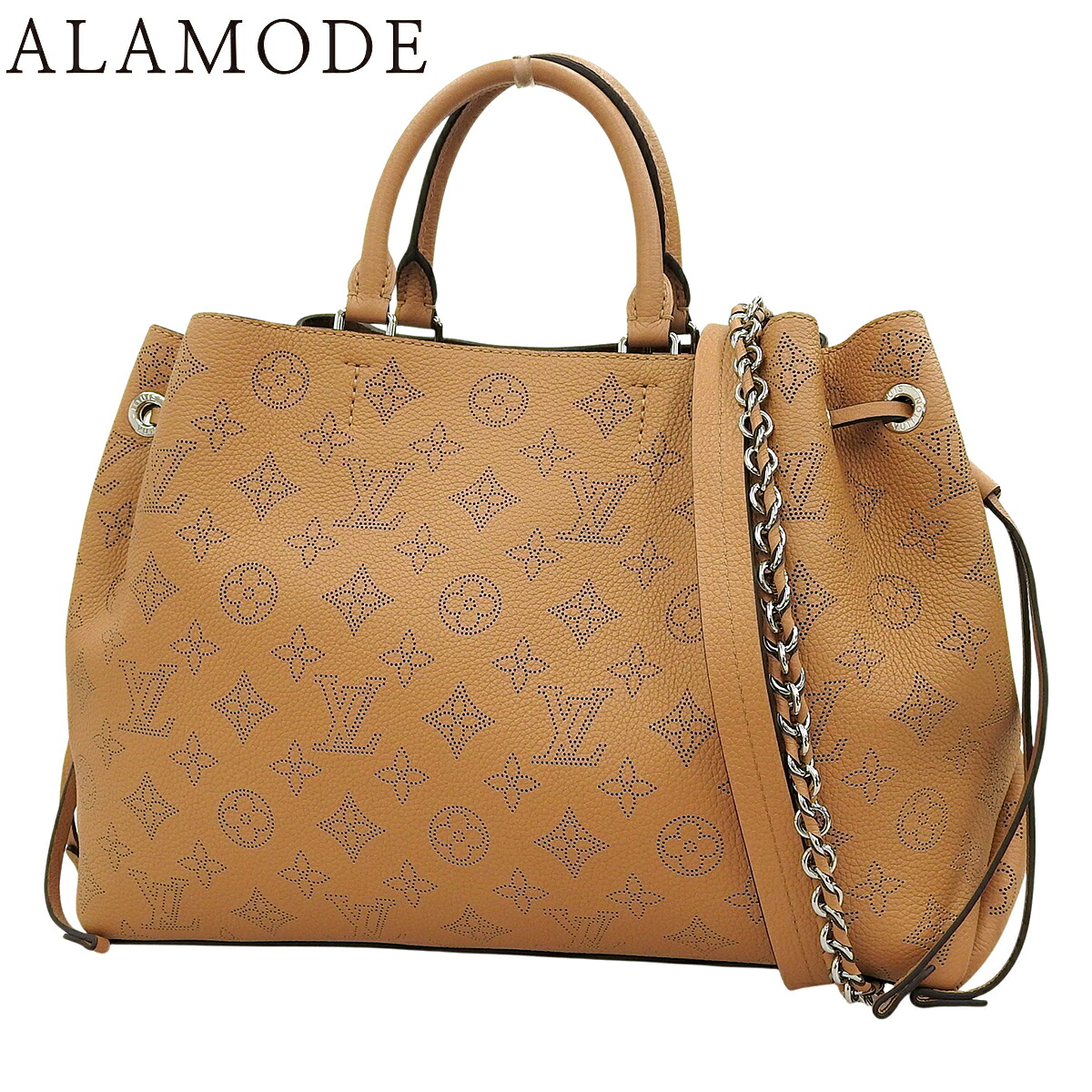 LOUIS VUITTON(ルイ・ヴィトン) モノグラム・マヒナ ベラ・トート トートバッグ 2WAY 肩部 肩かけ 曲がった掛け マヒナ・レザー アリゾナ 赤銅色茶 しろがね色金具 M59655 レディース 40802196036【中古】【アラモード】