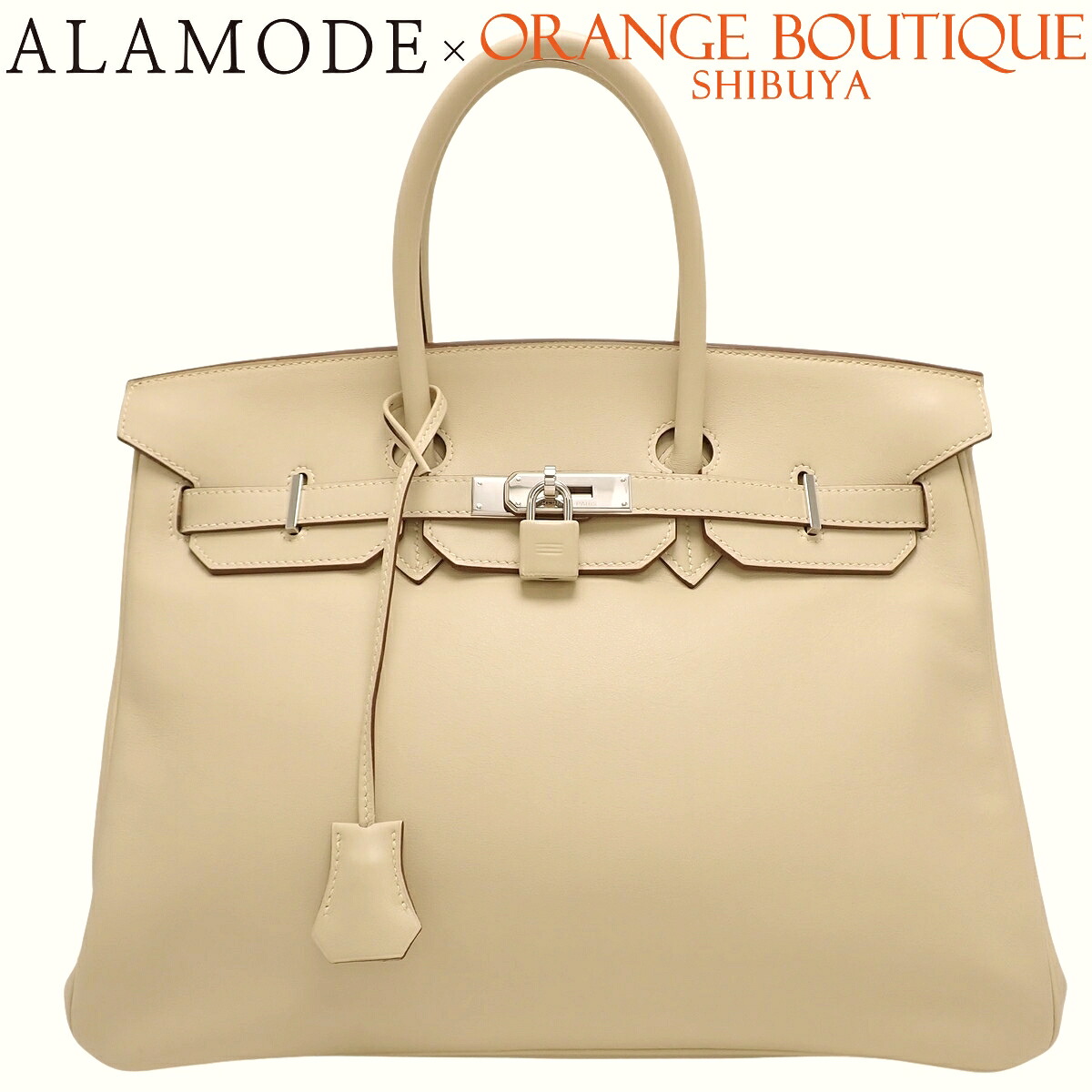 HERMES(エルメス) バーキン35 パルシュマン クリーム ヴォースイフト シルバー金具 ハンドバッグ レディース 40802198637【中古】【アラモード】｜ALAMODE