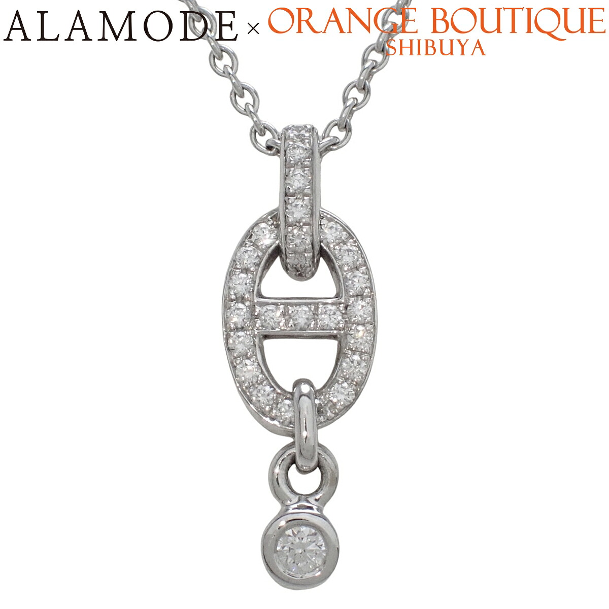 HERMES(エルメス) D0.18 シェーヌダンクル・アンシェネ ネックレス ダイヤモンド ホワイトゴールド K18WG 4.6g ネックレス アクセサリー ジュエリー シルバー銀 レディース 41100105611【中古】【アラモード】｜ALAMODE