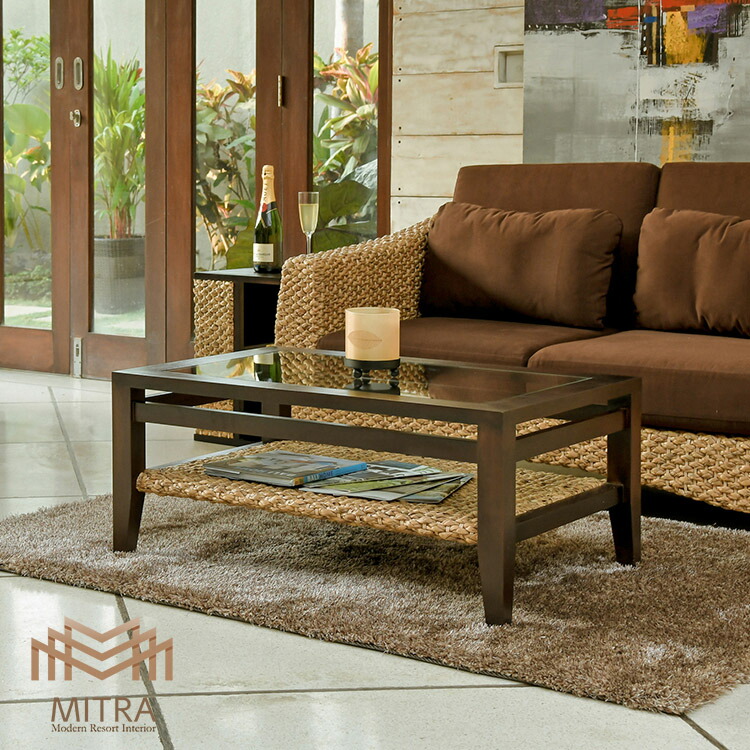 楽天市場】ウォーターヒヤシンス ガラステーブル W100【INDAH】インダ