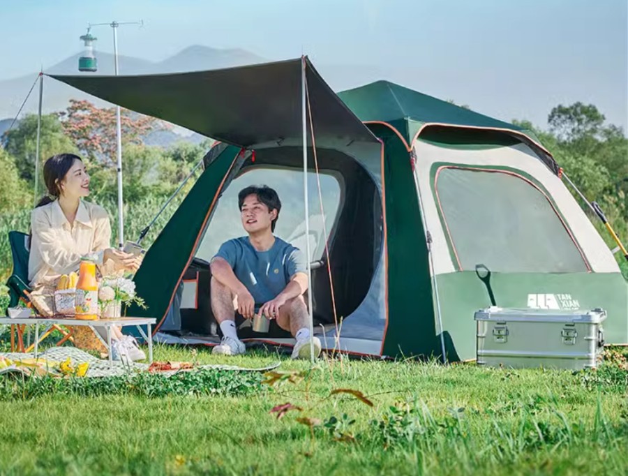 新品　3-5人用　テント屋外全自動高級ヴィラ暴風雨野生のキャンプ用品 雨を防ぐーニング