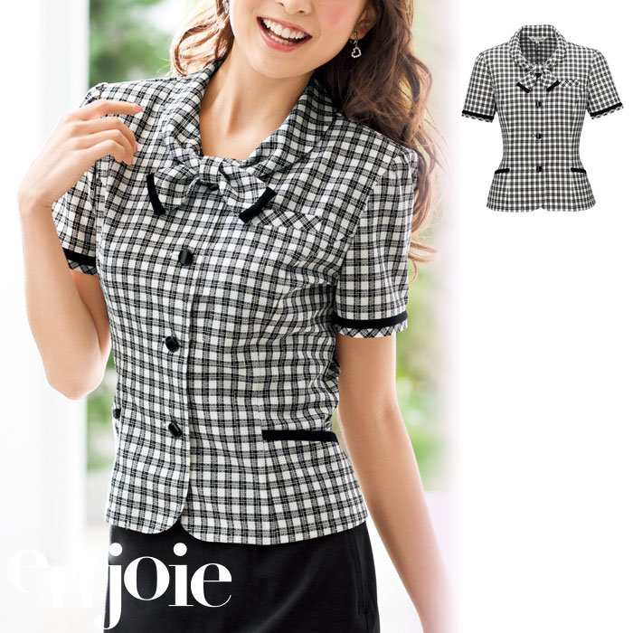 【特価】 事務服 enjoie 26230 アンジョア オーバーブラウス ホームクリーニング 洗える 洗濯 リクルート 女子制服 人気 カラー 売れ筋 ブラック 5号 ～ 25号