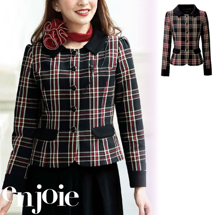 【特価】 事務服 enjoie 81790 アンジョア ジャケット ホームクリーニング 洗える 洗濯 リクルート 女子制服 人気 カラー 売れ筋 レッド 5号 ～ 25号｜WORKS１店