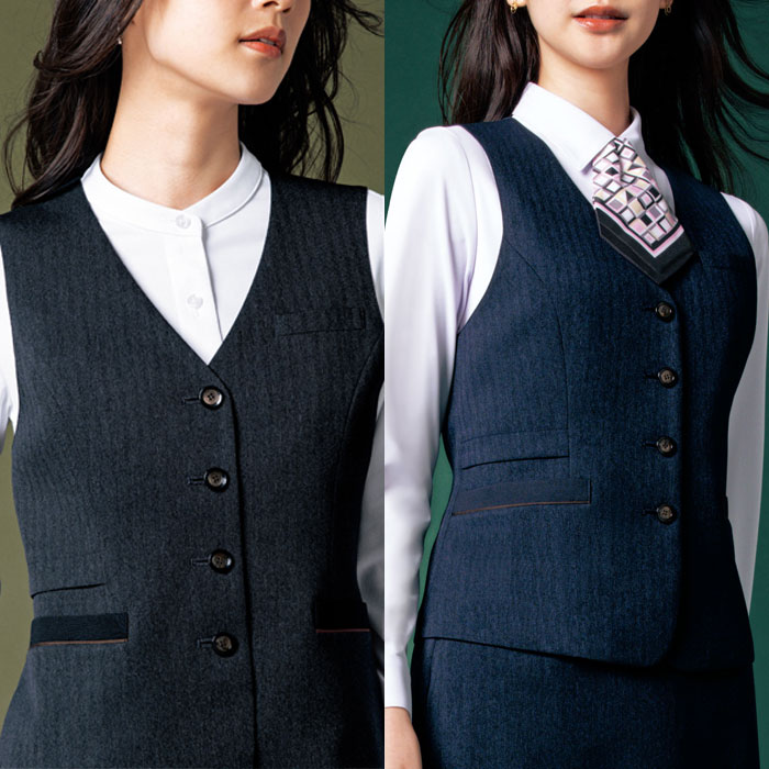 チャコール ヤギ UNILADY 事務服 ベスト U5220 受付 フロント 営業 接客 コンシェルジュ 一般事務 医療事務 女子 制服 ユニフォーム:WORKS1店 フロアあた