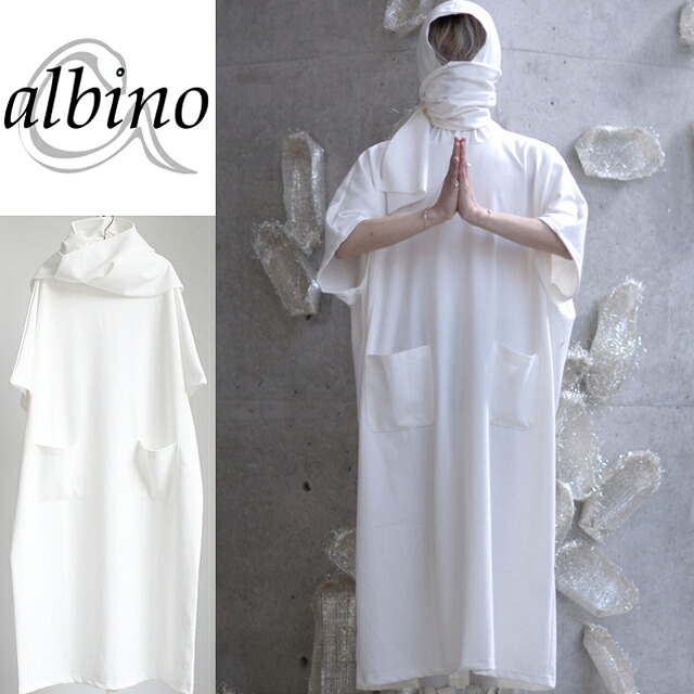 【albino】ニカブ風ストールアレンジマキシワンピースワンピース カットソー メンズ 恍ける ムスリム ニカブ ロング丈 重ね着 流行り物系 白いこと 白 個人的特徴的 日本製 国産 事あたらしい 知らん顔的 ユニ一発やる レディース