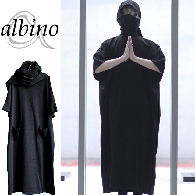 【albino】ニカブ風ストールアレンジマキシワンピースワンピース カットソー メンズ 恍ける ムスリム ニカブ ロング丈 重ね着 流行り物系 黒いこと 黒 個人的特徴的 日本製 国産 事あたらしい 知らん顔的 ユニ一発やる レディース