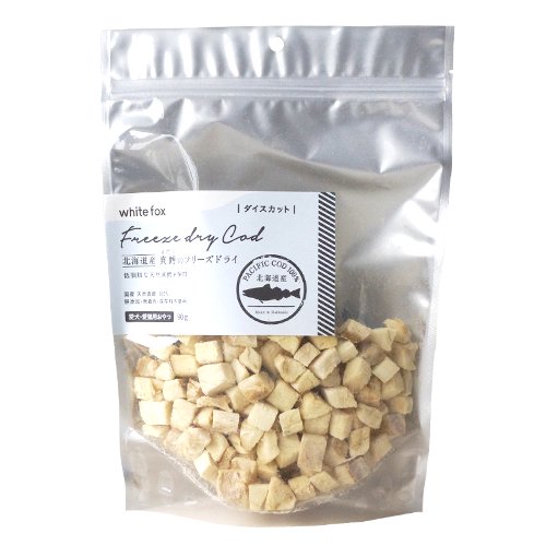 【ホワイトフォックス】北海道産真鱈のフリーズドライ（ダイス）＜愛犬・愛猫用＞　90g◯ 4,510円