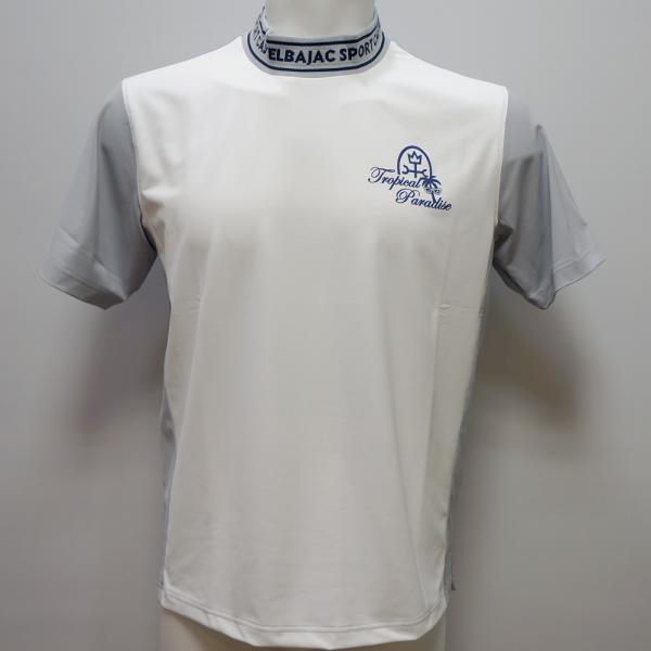 カステルバジャック スポーツ・25 春夏 SS 新作・サラカラ モックネック 半袖Tシャツ(L)(LL)7235272108-01