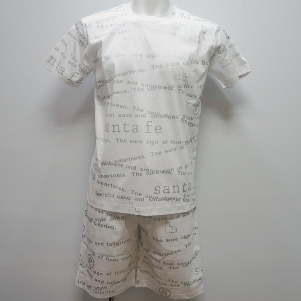 サンタフェ・25 春夏 SS 新作・コットンスムース 総柄プリント 半袖Tシャツ 短パン 上下(L)(LL)(3L)(4L)25-83801-002　25-83802-002｜aldo洋品店