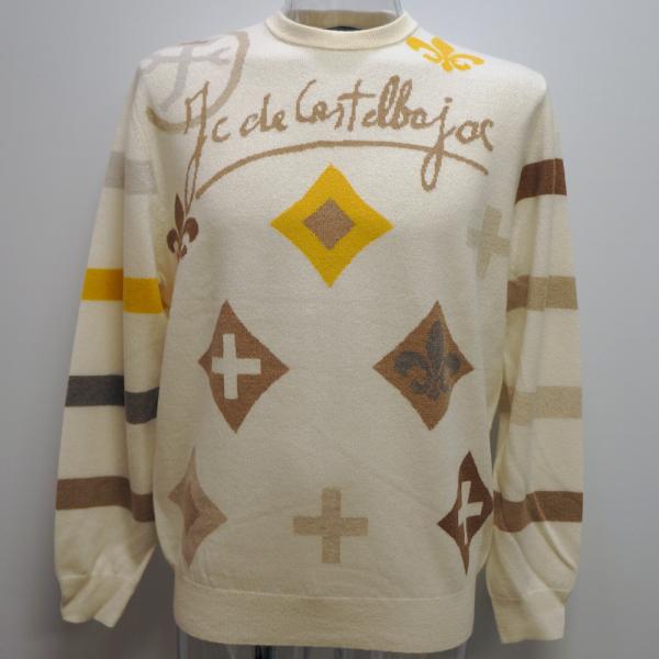 カステルバジャック・22 秋冬 AW・新作・カシミヤ100 モノグラム柄 セーター(M)(L)(LL)7212461119-01
