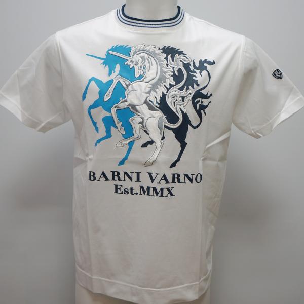 バーニヴァーノ・ユニコーン刺しゅう 半袖 ティーシャツ(M)(L) 26 春夏 SS 新作 BSS-PTH5530-01 BARNI VARNO (M)(L)