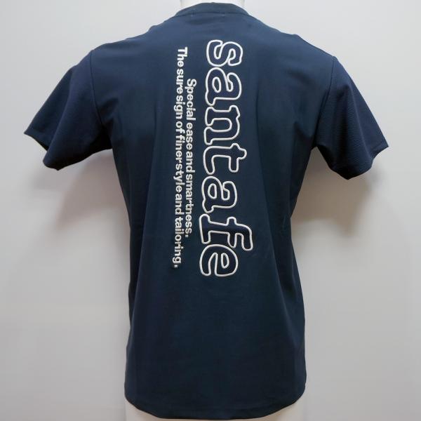 サンタフェ・26 春夏 SS 新作・エコ青色 ロゴタイプアップリケ刺しゅう 半袖プルオーバー(L)(LL)(3L)(4L)26-85811-098