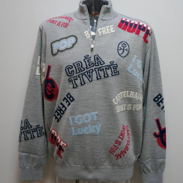 (SALE)カステルバジャック 運動競技・23 秋冬 AW・新作・POP総柄 裏付き添い人 プルオーバー(L)(LL)7233461116-94 トップス-メンズファッション-ニット・セーター