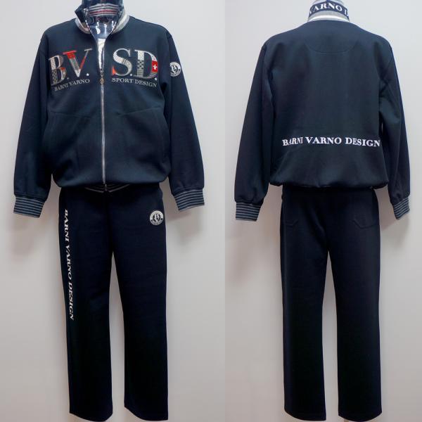 バーニヴァーノ・23 秋冬 AW 新作(3L)BVロゴ刺繍 フルジップ トラックジャケット 上下 (3L)BAW-MST4841-09-3L　BAW-MSP4842-09-3L　BARNI VARNO
