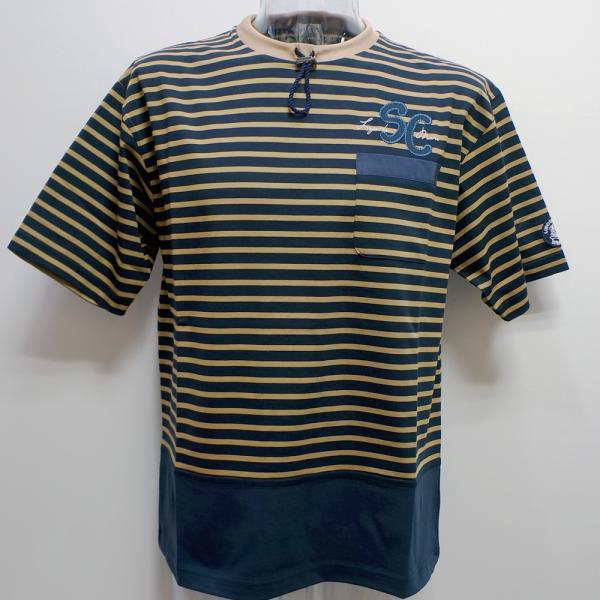シナコバ・24 春夏 SS 新作・切り替えボーダー 半袖 Tシャツ(L)(LL)24110540-930