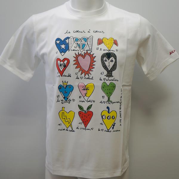カステルバジャック・25 春夏 SS 新作・ハート柄 半袖Tシャツ(M)(L)(LL)7215172177-01