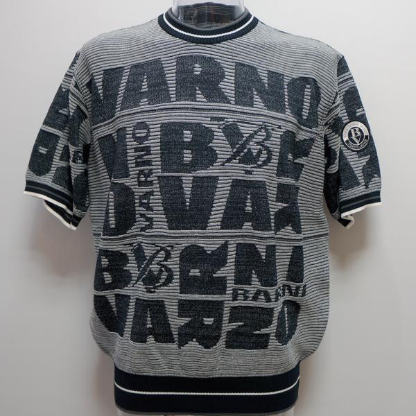 バーニヴァーノ・ロゴ柄 半袖 炎節プルオーバー(M)(L) 24 春夏 SS 新作 BSS-NSW-5006-90 BARNI VARNO (M)(L) ニット・セーター-メンズファッション-トップス
