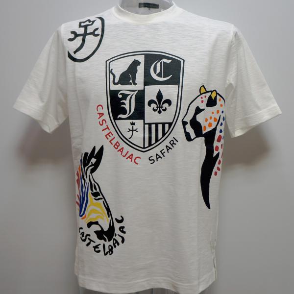 カステルバジャック・24 春夏 SS 新作・アニマルプリント 半袖Tシャツ(M)(L)(LL)7214272118-01