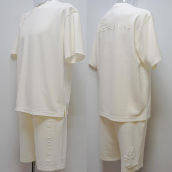 カステルバジャック・24 春夏 SS 新作・ロゴタイプ型押し 半袖ティーシャツ さる股引き 上下(M)(L)(LL)7214279113-09