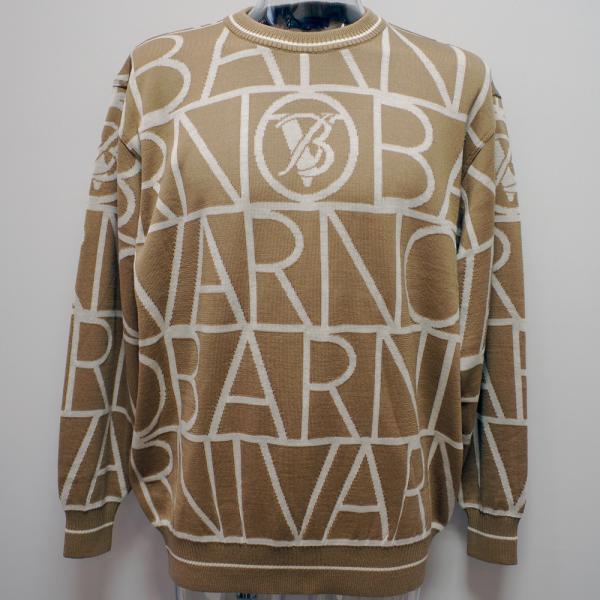 バーニヴァーノ・24 秋冬 AW 新作(M)(L)BVロゴタイプ柄 丸首 スウェーター(M)(L)BAW-NSW-5115-15 BARNI VARNO