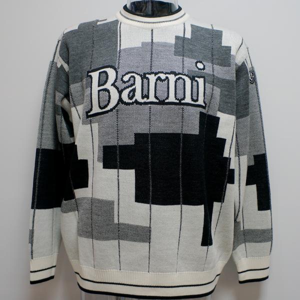 バーニヴァーノ・24 秋冬 AW 新作(M)(L)幾何学学変装柄 丸首 スウェーター(M)(L)BAW-NSW-5120-01 BARNI VARNO