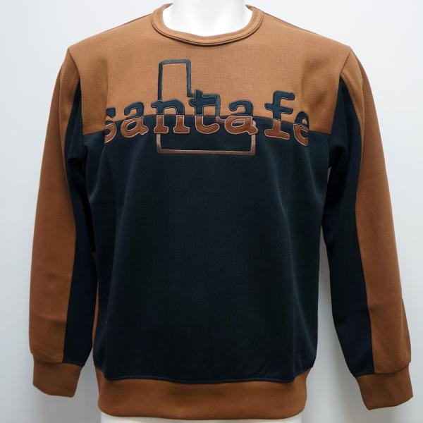 サンタフェ・24 AW 秋冬・ロゴ階段刺繍 丸首 トレーナー(LL)(3L)24-82405-046