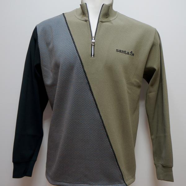 サンタフェ・24 秋冬 AW 新作・異原材料うつり変わり ZIPUP 長袖スポーツシャツ(LL)(3L)24-82410-027