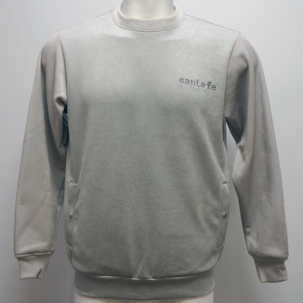 サンタフェ・24 AW 秋冬・ベロア・異素材切り替え 丸首 トレーナー(L)(LL)(3L)24-82803-016