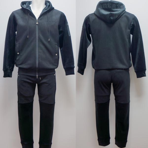 サンタフェ・24 AW 秋冬・ベロア・異素材切り替え フルジップ パーカー 上下(L)(LL)(3L)24-82801-019 24-82802-019|aldo洋品店