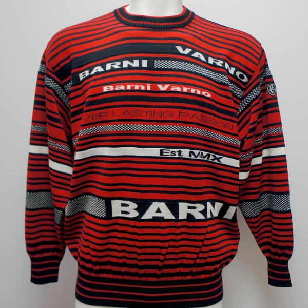 バーニヴァーノ・24 秋冬 AW 新作(L)細ボーダー 丸首 セーター(L)BAW-NSW-5109-45 BARNI VARNO