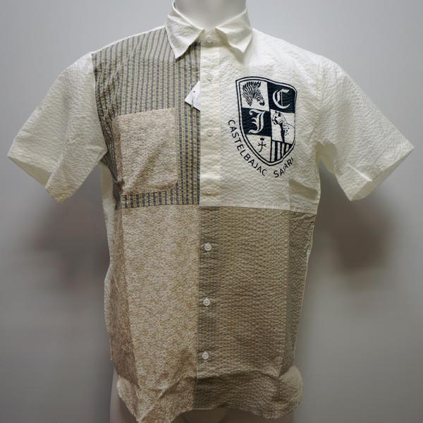 カステルバジャック・24 春夏 SS 新作・異素材切り替え 半袖シャツ(M)(L)(LL)7214226116-01｜aldo洋品店
