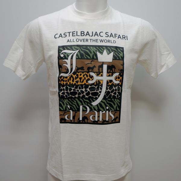 カステルバジャック・24 春夏 SS 新作・オーガニック綿サファリ柄 半袖Tシャツ(M)(L)(LL)7214272109-01