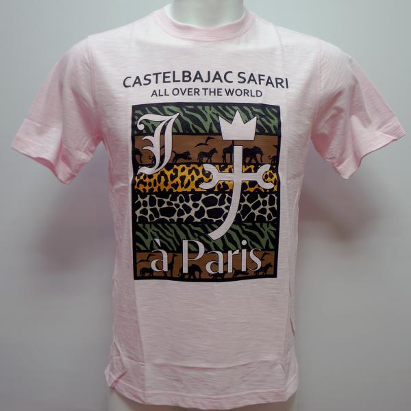 カステルバジャック・24 春夏 SS 新作・オーガニック綿サファリ柄 半袖Tシャツ(M)(L)(LL)7214272109-72